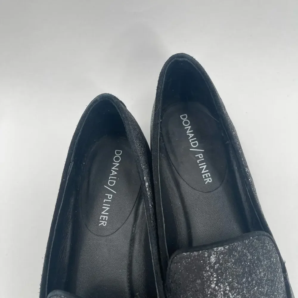 DONALD PLINER Shoes Size 5.5 Honey Leather Slip On Loafer Flat Metallic Dressy